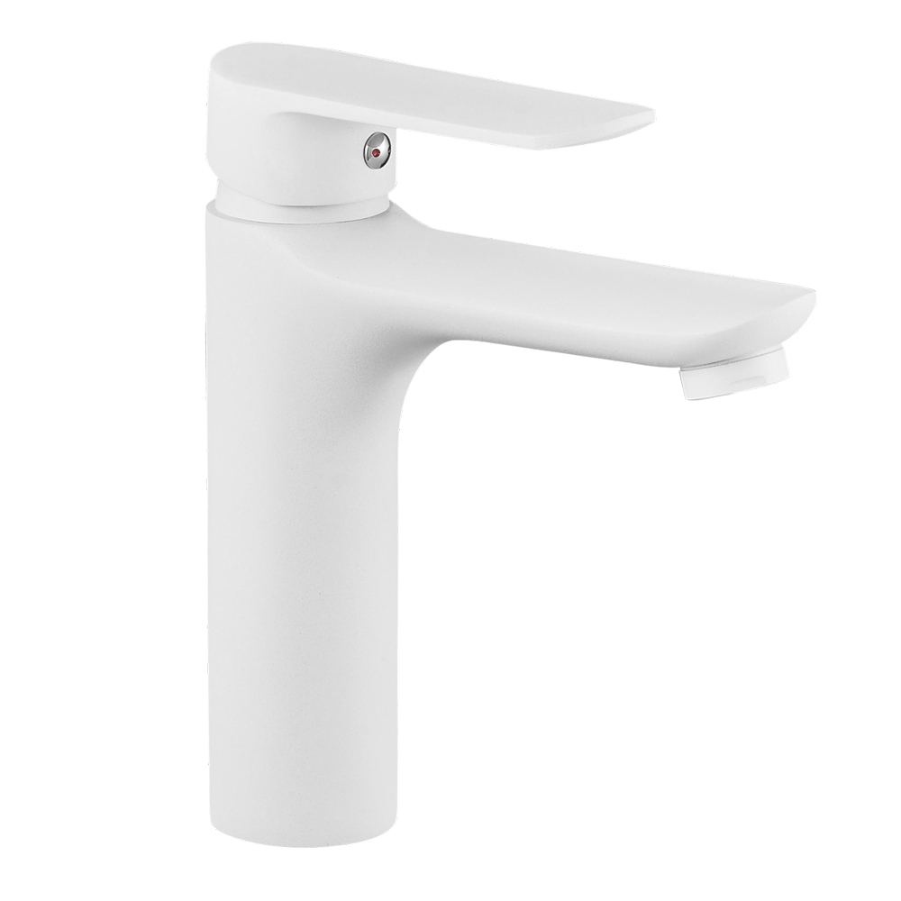 Matte white minimalist basin faucet
